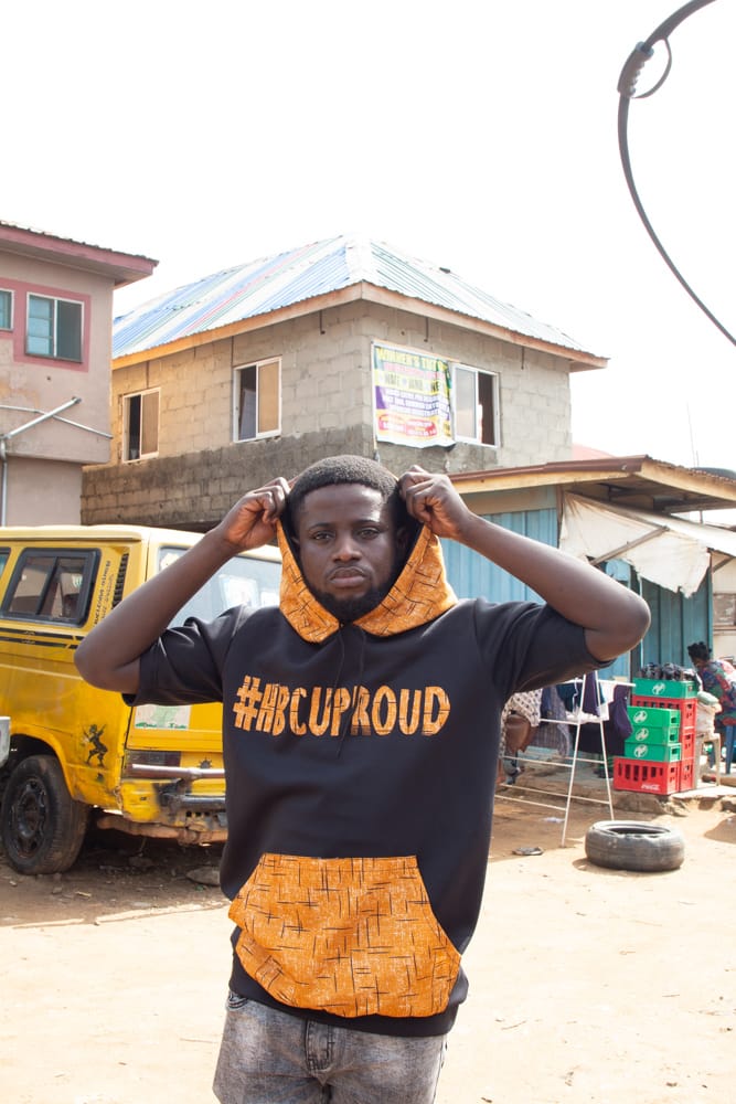 #HBCU Hooded Tshirts with Kangaroo Pockets Ankara Text Patchwork on Black