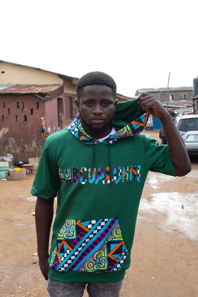 #HBCU Hooded Tshirts with Kangaroo Pockets Ankara Text Patchwork on Green