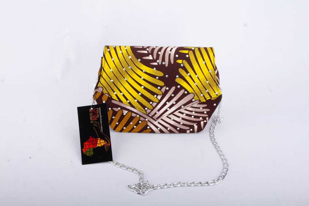 ITOHAN Ankara African Print Silver Chain Purse