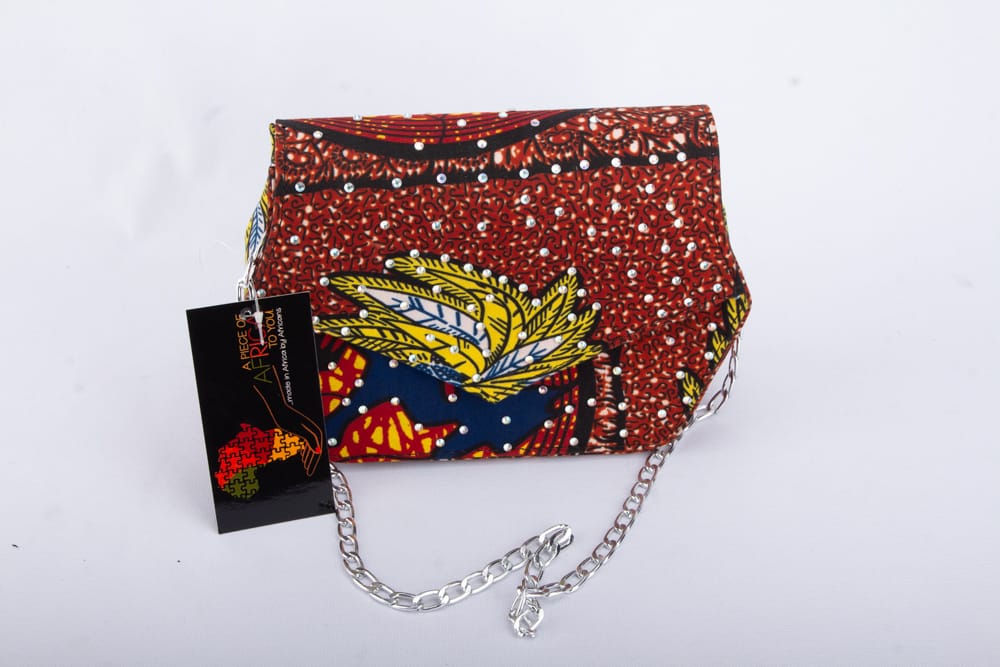 ITOHAN Ankara African Print Silver Chain Purse