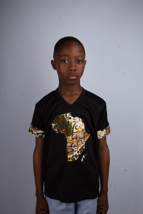 Kids SINCERE Africa Shape Patchwork Unisex T-Shirt