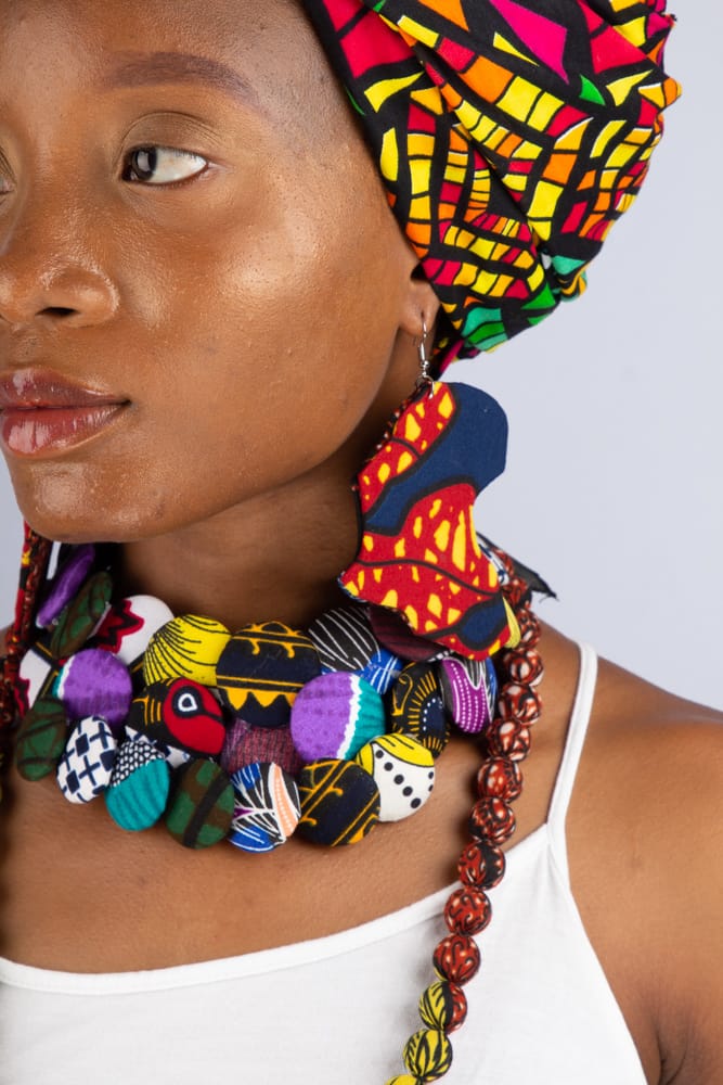 3-Layered Multi-Ankara African Print Tie Around Necklace