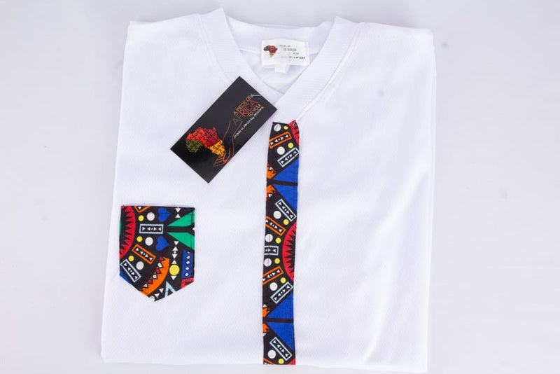 Regular Fit Tshirts for Men with African Printed Front Strap and Pocket on Right