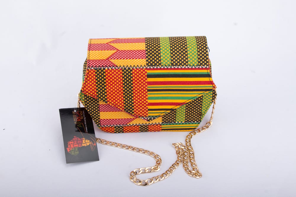 ITOHAN Ankara African Print Silver Chain Purse